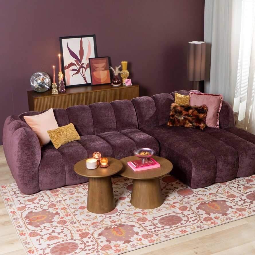 Hoekbank rechts Luca chenille paars