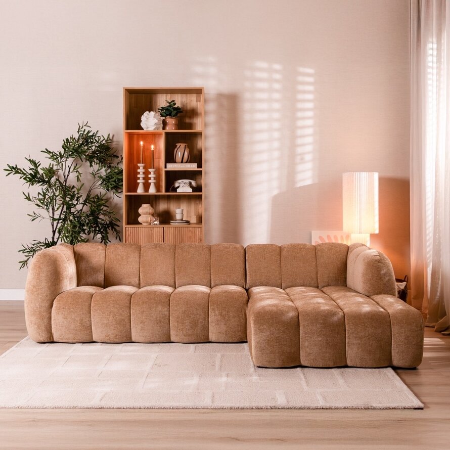 Hoekbank rechts Luca chenille peach