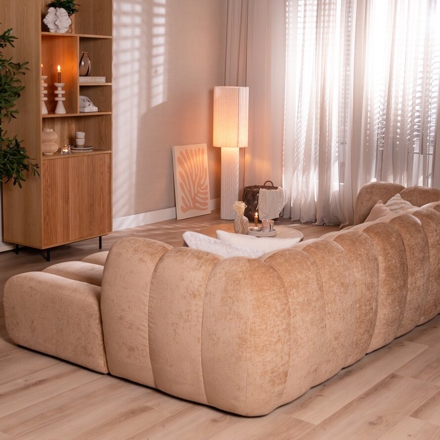 Hoekbank rechts Luca chenille peach