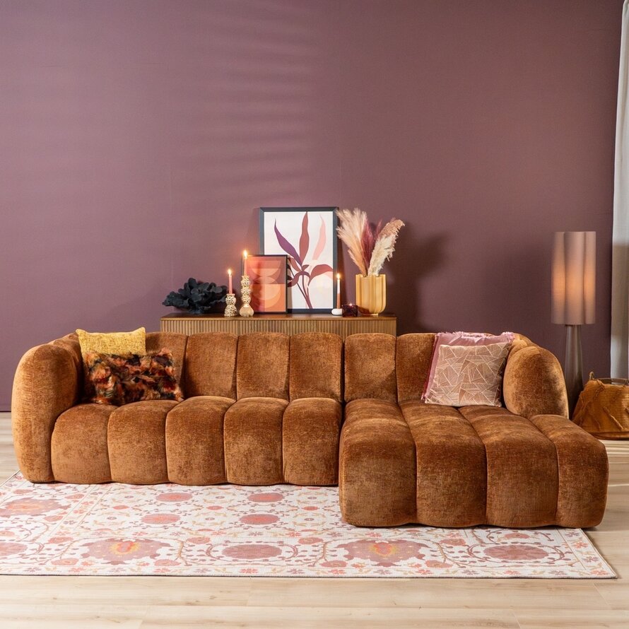 Hoekbank rechts Luca chenille koper