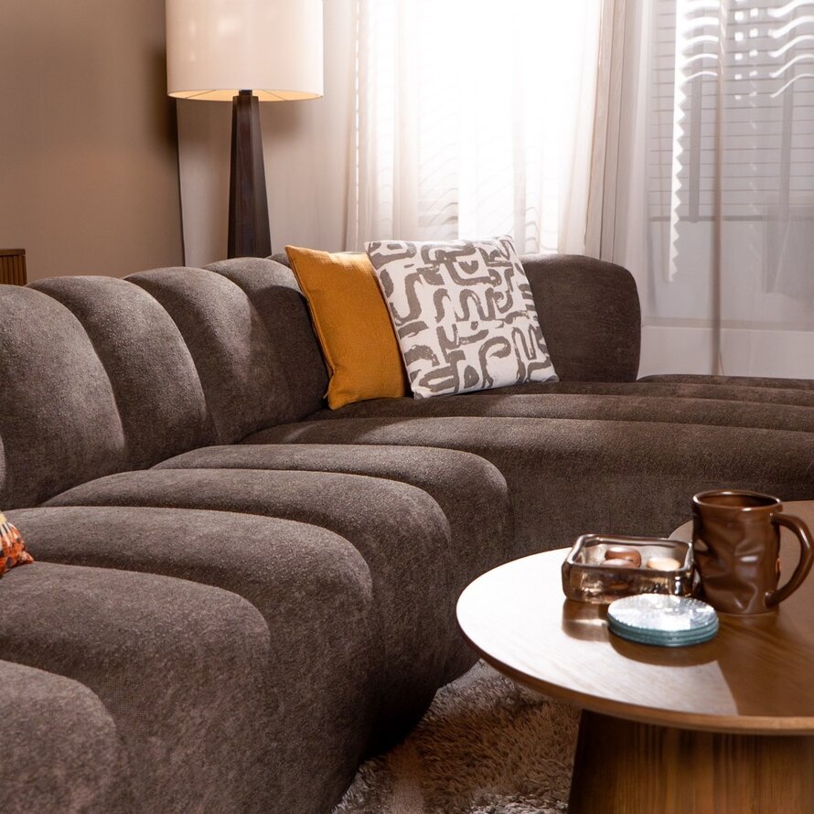 Hoekbank rechts Luca chenille bruin