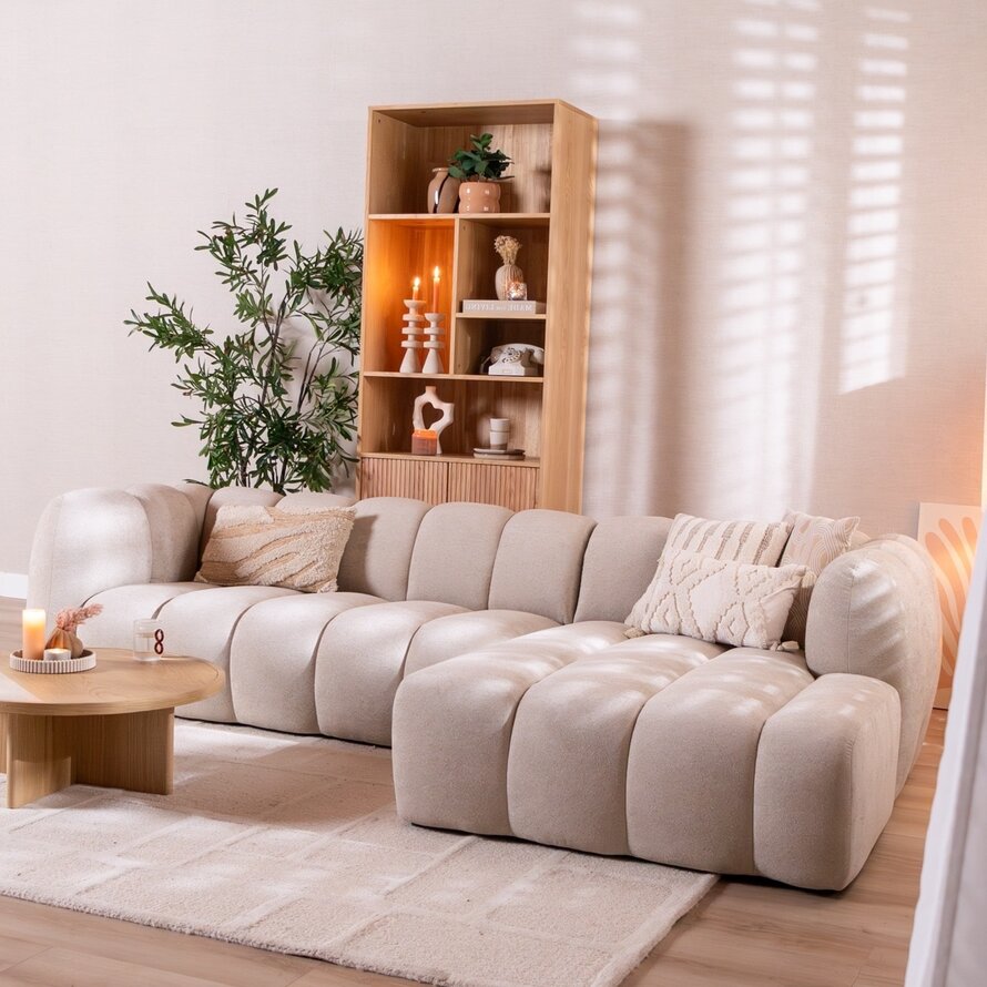 Hoekbank rechts Luca chenille beige