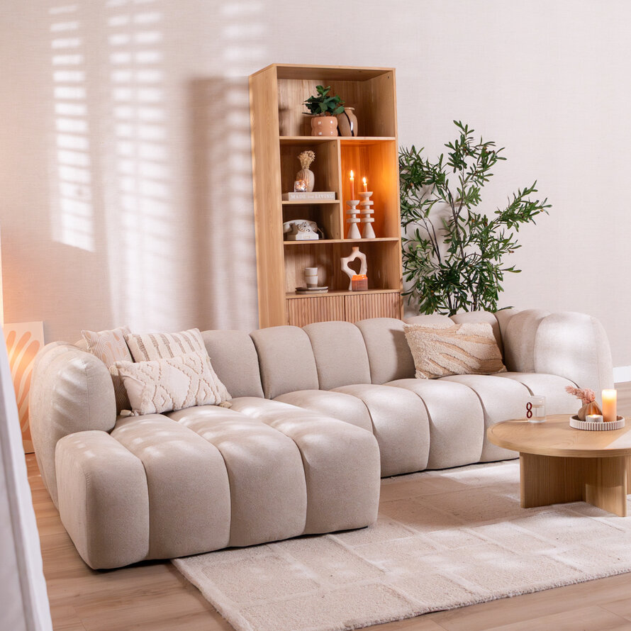 Hoekbank links Luca chenille beige