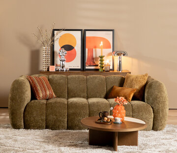 Bronx71 3-zitsbank Luca olijf groen chenille