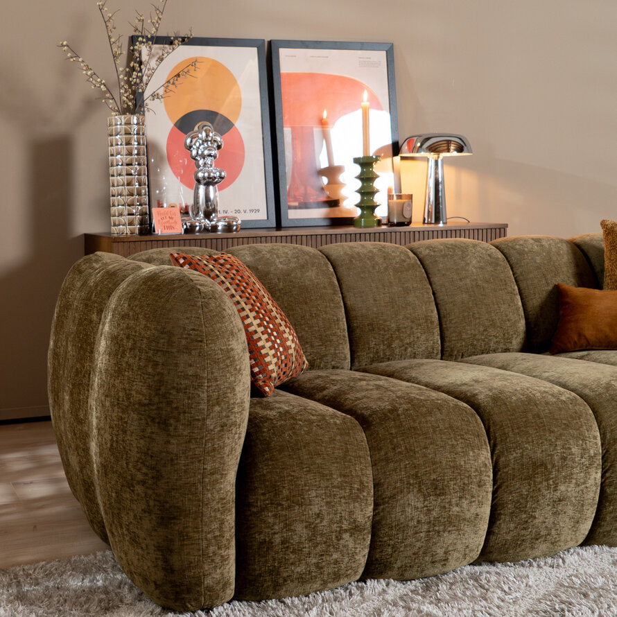 3-zitsbank Luca olijf groen chenille