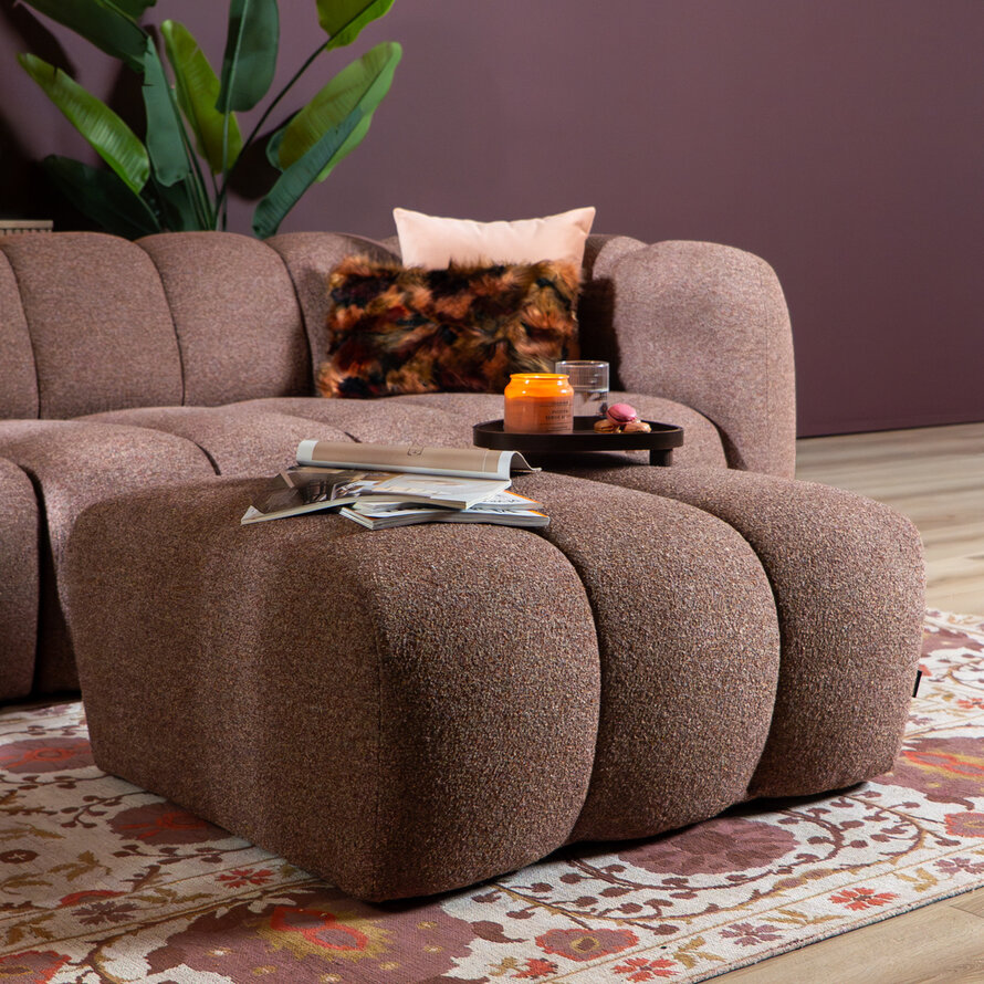 Hocker Luca bouclé stof rood/roze