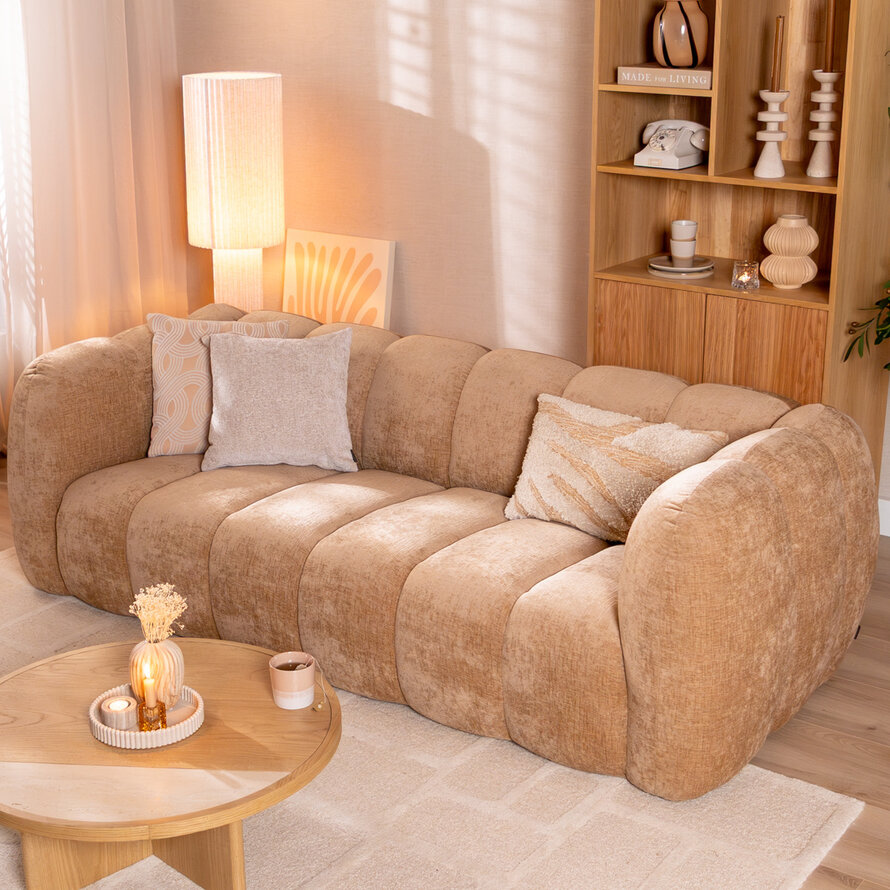 3-zitsbank Luca peach chenille