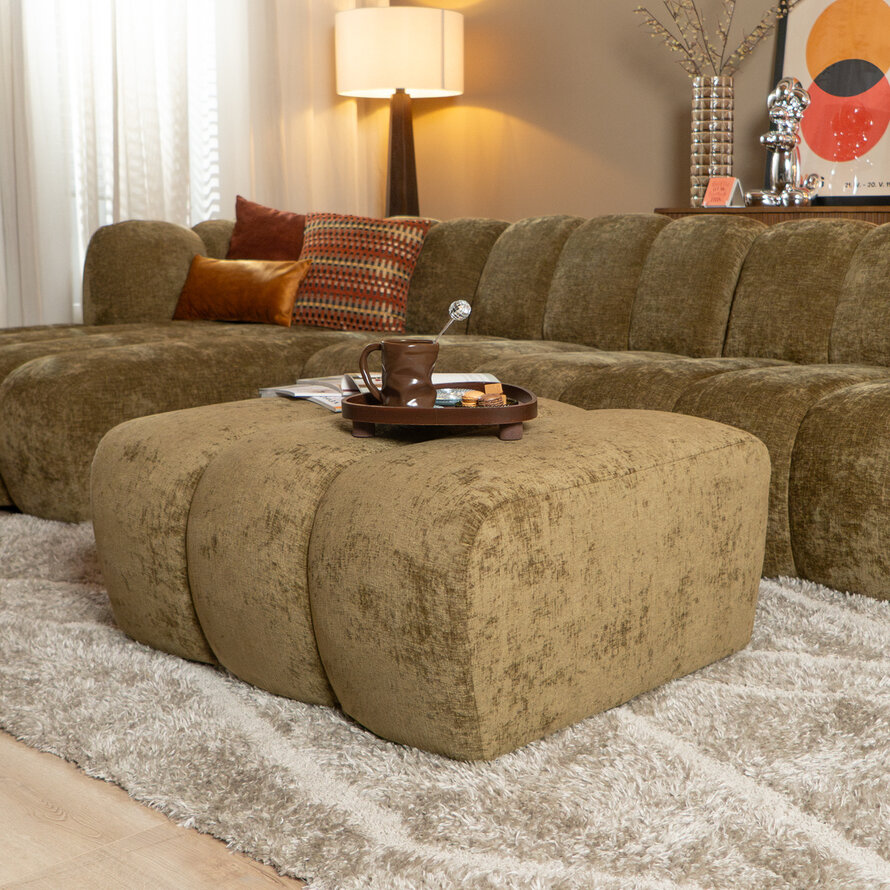 Hocker Luca chenille olijfgroen