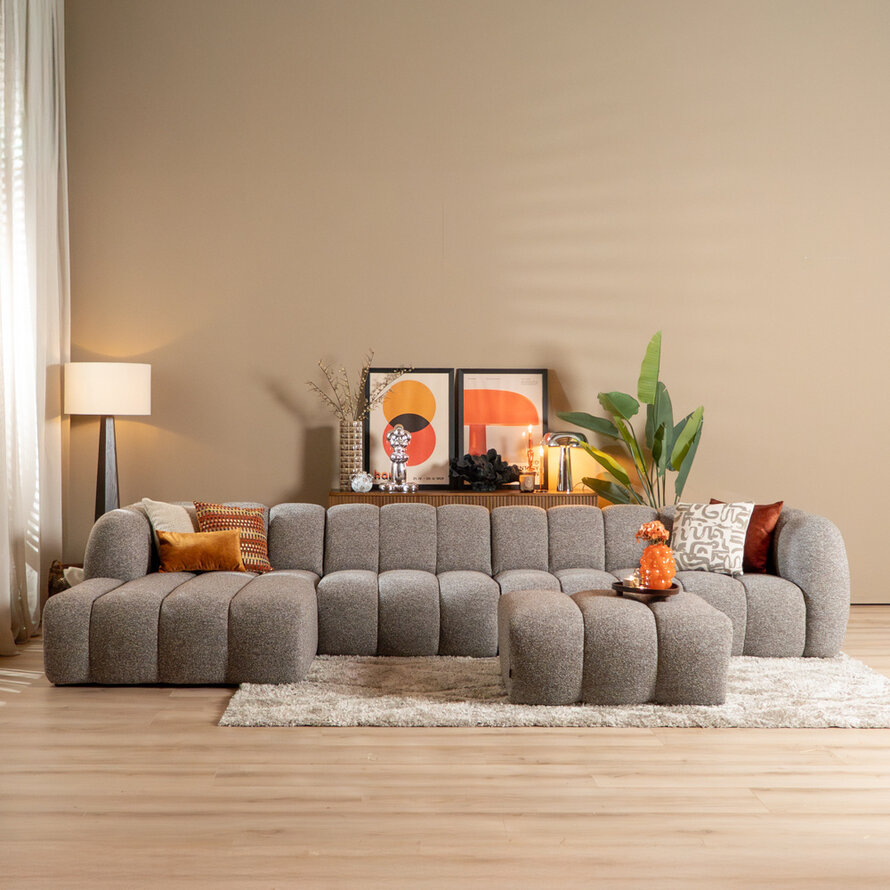 Fauteuil Luca bouclé bruin/grijs