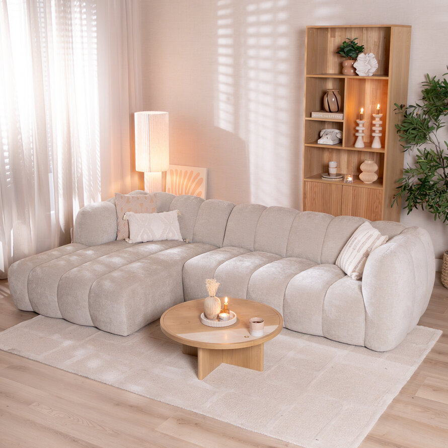 Hoekbank links Luca chenille sand