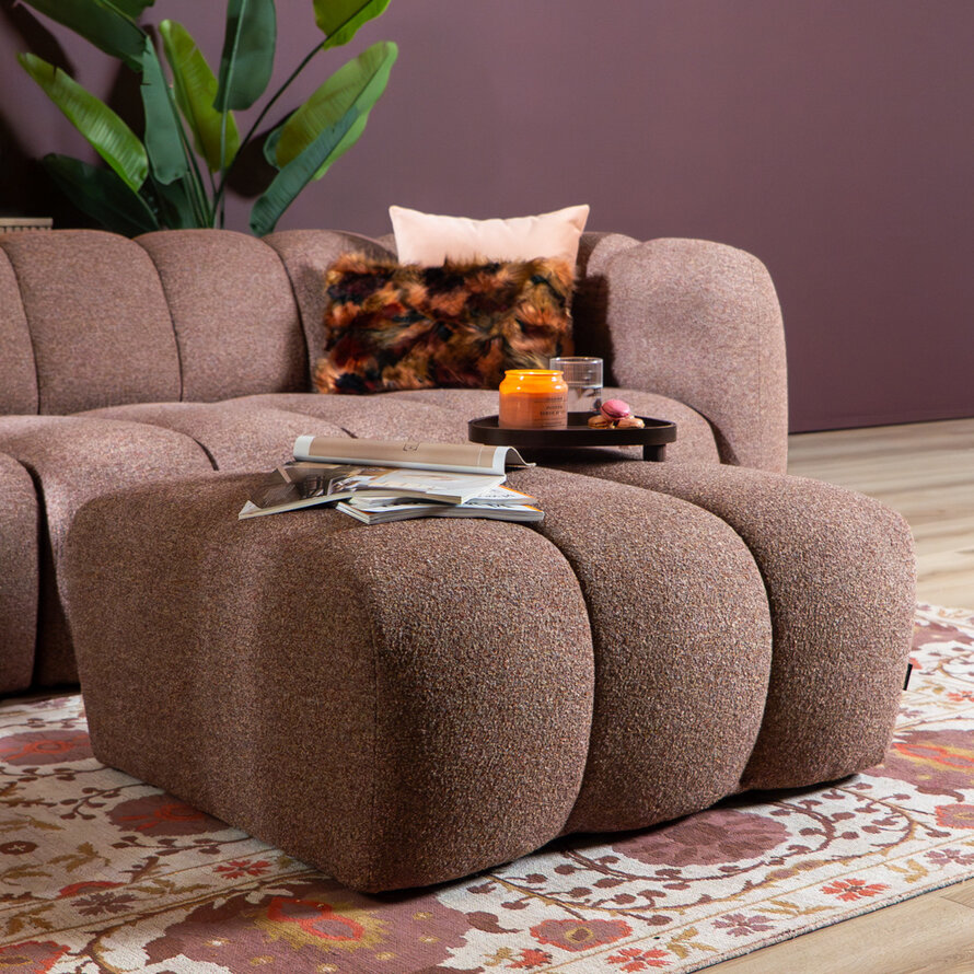 Hocker Luca bouclé stof rood/roze