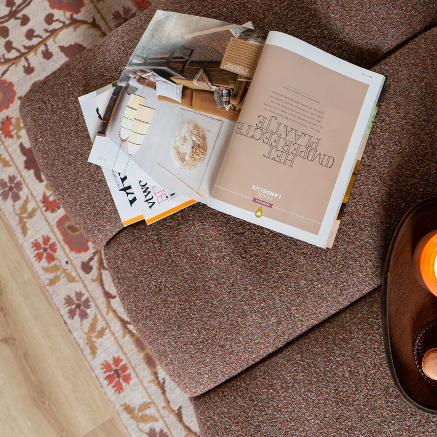 Hocker Luca bouclé stof rood/roze