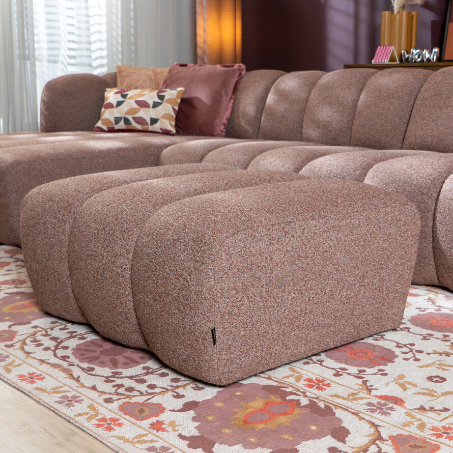 Hocker Luca bouclé stof rood/roze