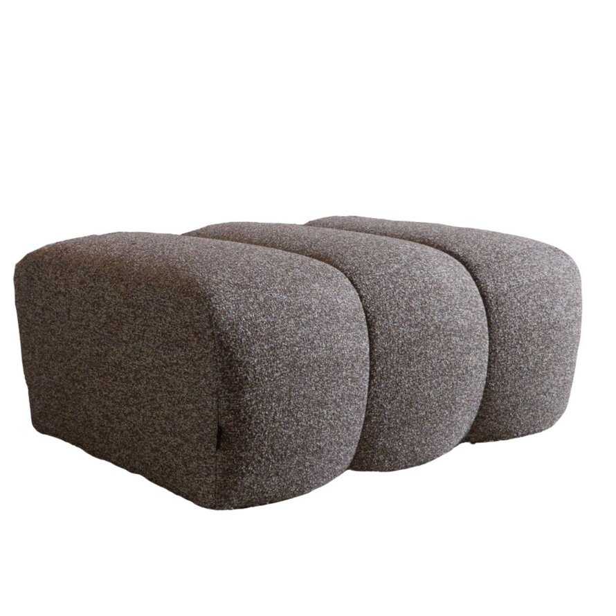Hocker Luca bouclé stof bruin/grijs