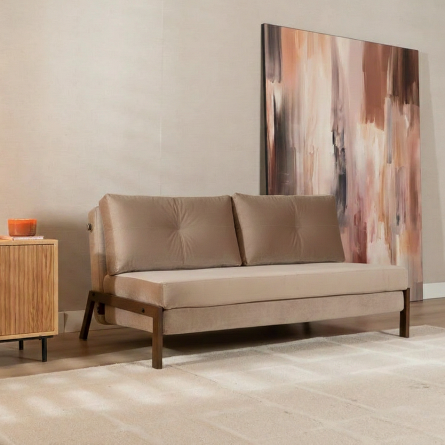 Slaapbank 2 persoons Mikko taupe velvet