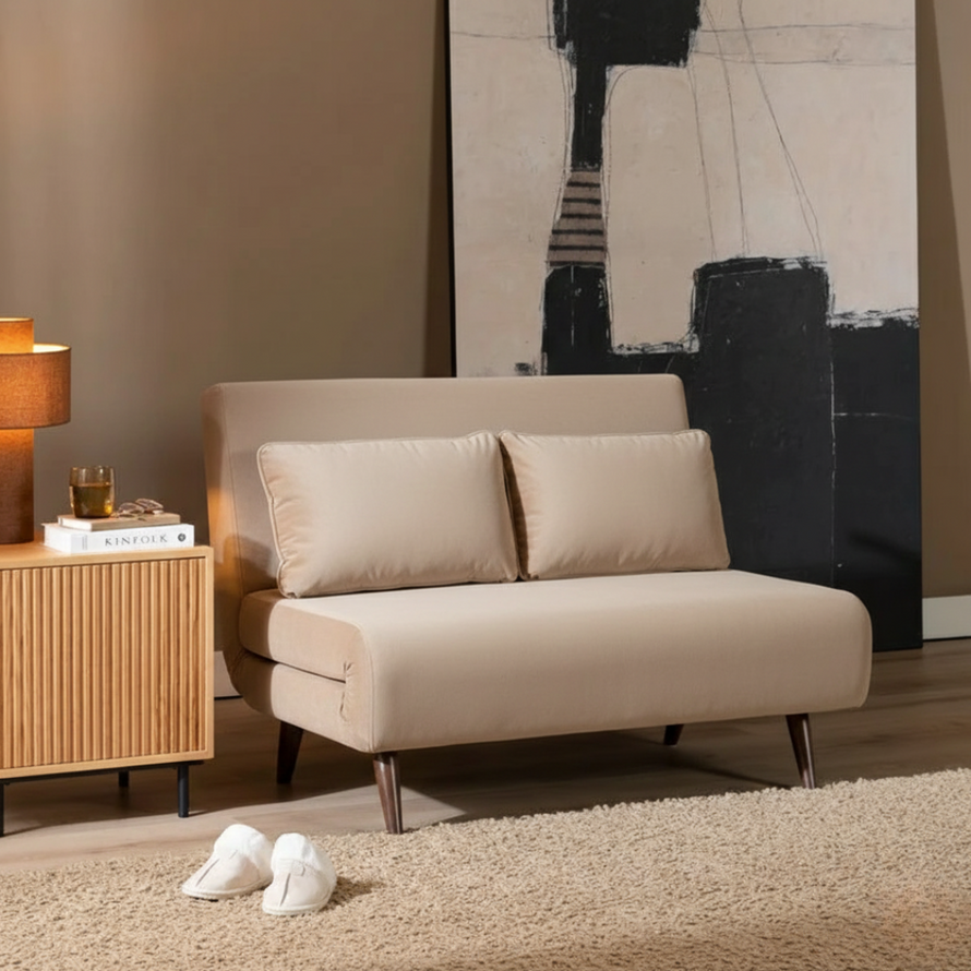 Slaapbank 1,5 persoons Kristian taupe velvet