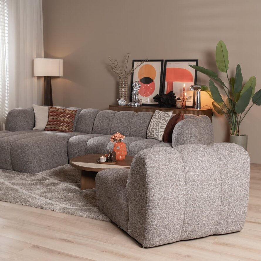 Fauteuil Luca bouclé bruin/grijs