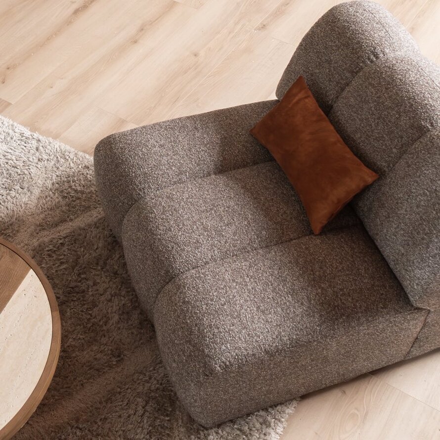 Fauteuil Luca bouclé bruin/grijs