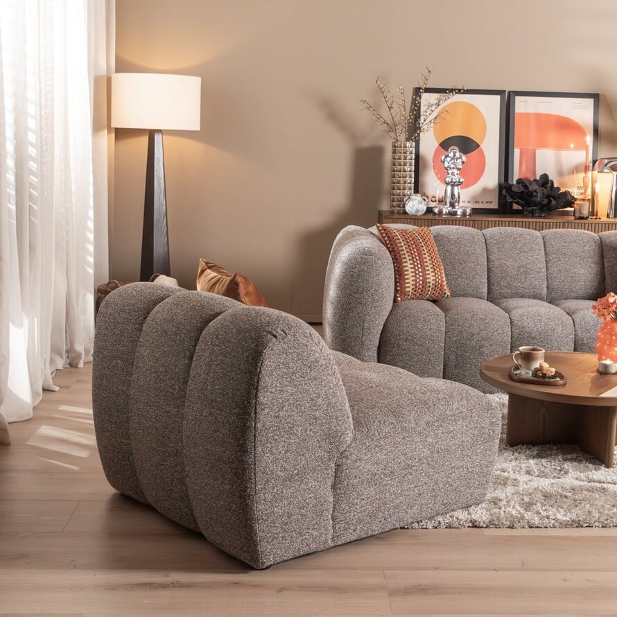 Fauteuil Luca bouclé bruin/grijs