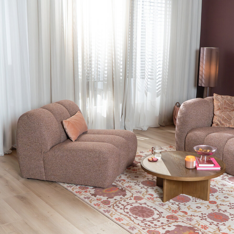 Fauteuil Luca bouclé rood/roze