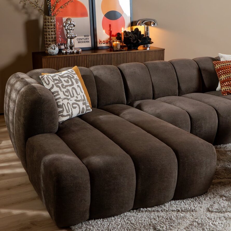 Hoekbank links Luca chenille bruin