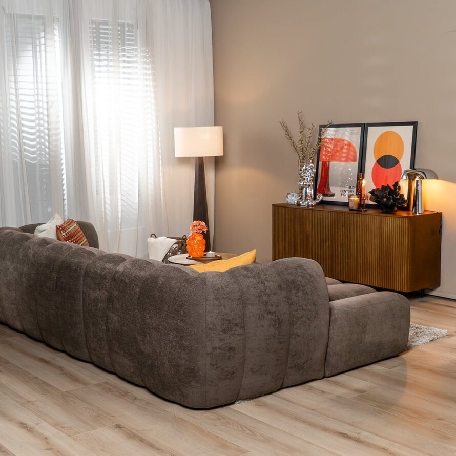 Hoekbank links Luca chenille bruin