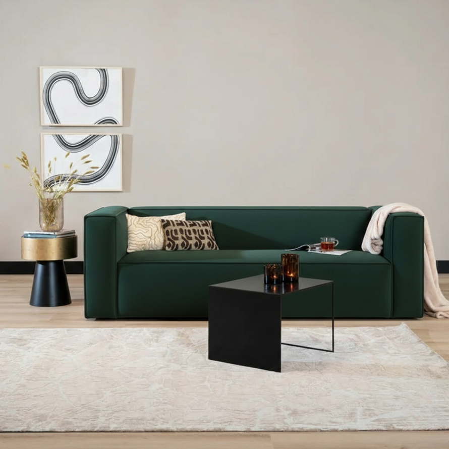 3-zitsbank Memphis donkergroen velvet