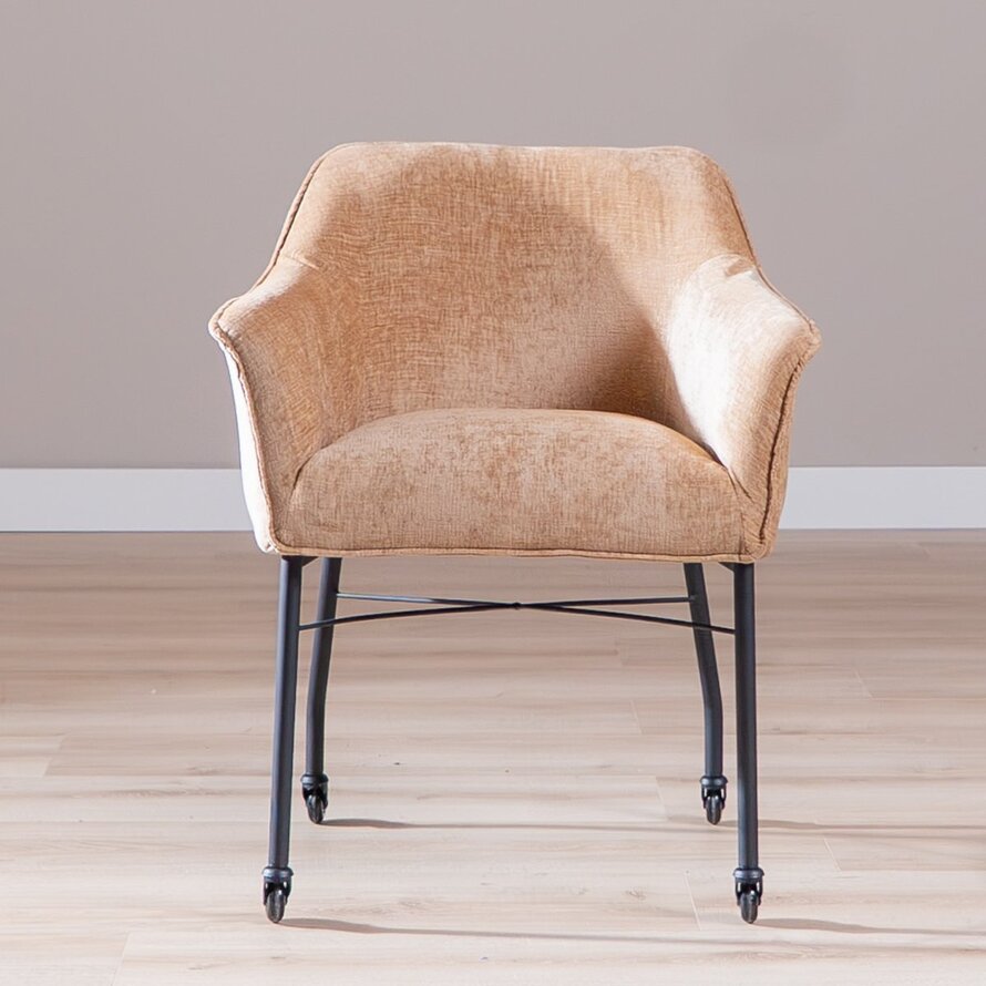 Stoel met wieltjes Enzo chenille peach