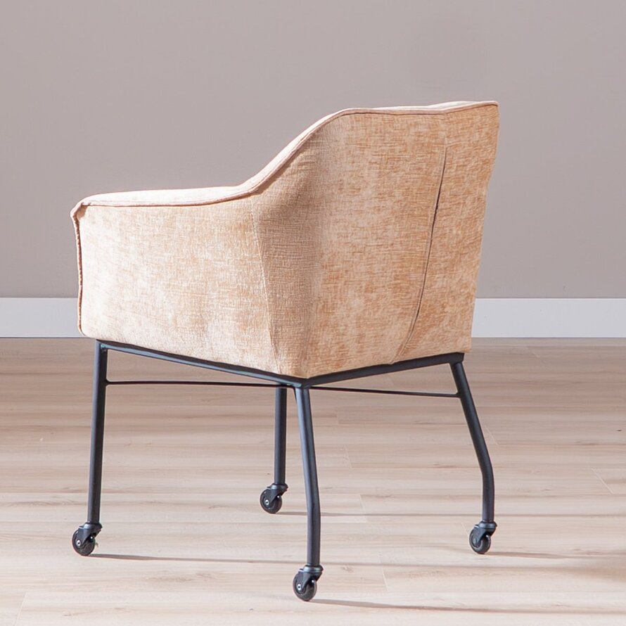 Stoel met wieltjes Enzo chenille peach