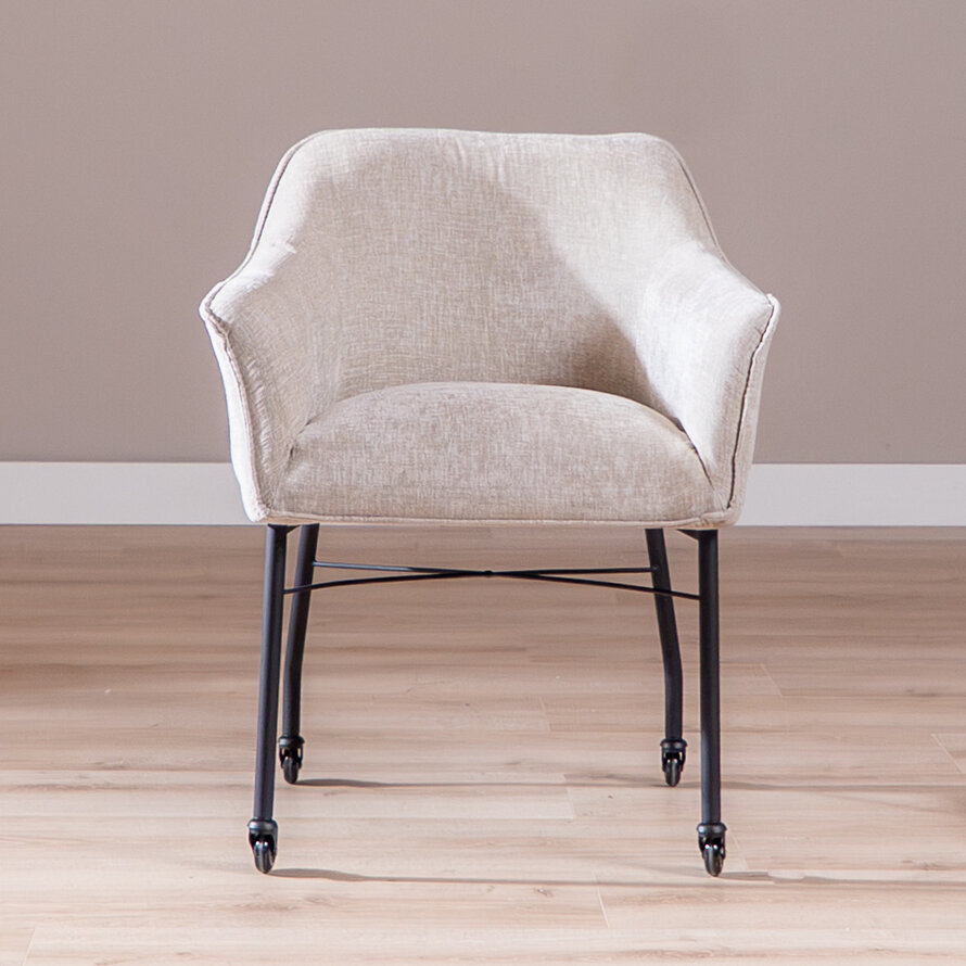 Stoel met wieltjes Enzo chenille sand