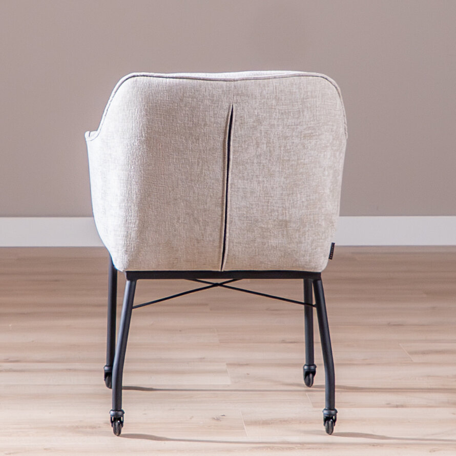 Stoel met wieltjes Enzo chenille sand