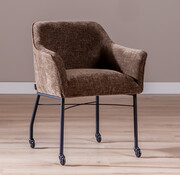 Bronx71 Stoel met wieltjes Enzo chenille mocha