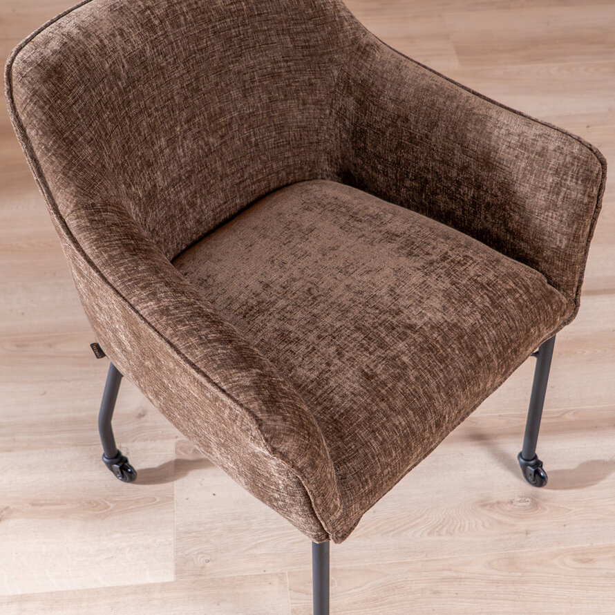 Stoel met wieltjes Enzo chenille mocha