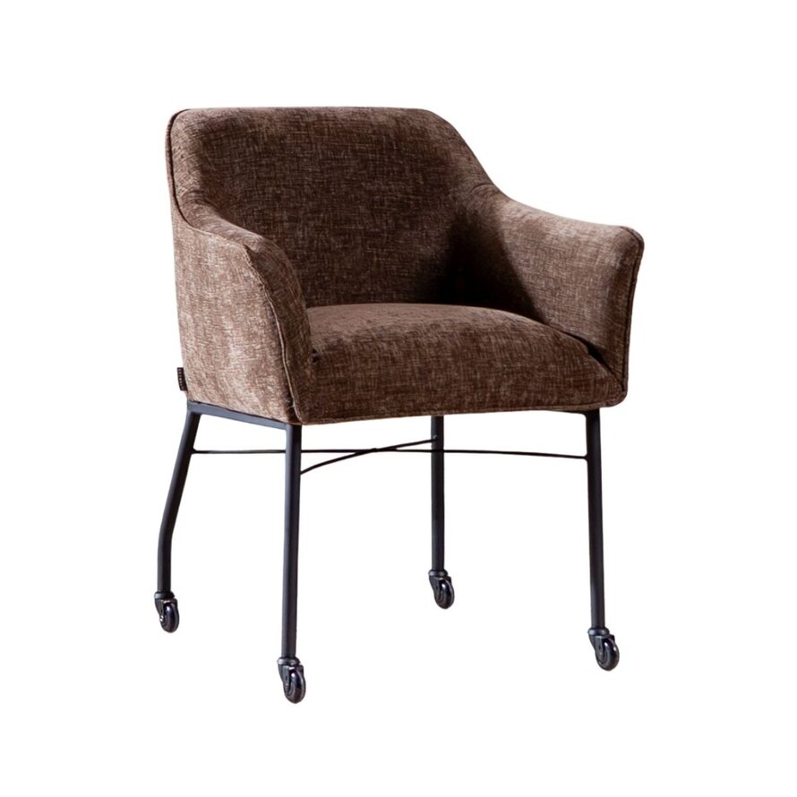 Stoel met wieltjes Enzo chenille mocha