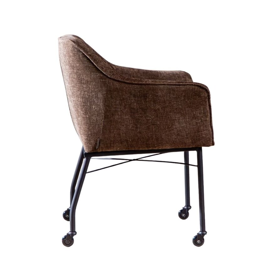 Stoel met wieltjes Enzo chenille mocha