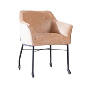 Bronx71 Stoel met wieltjes Enzo chenille peach