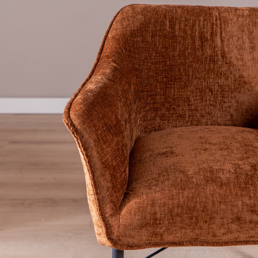 Stoel met wieltjes Enzo chenille koper