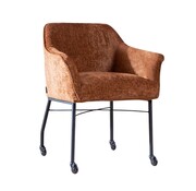 Bronx71 Stoel met wieltjes Enzo chenille koper