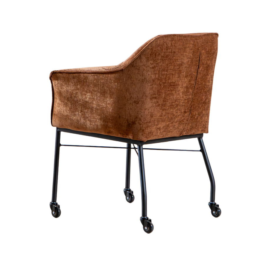Stoel met wieltjes Enzo chenille koper
