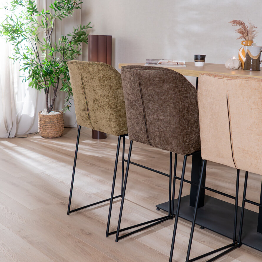 Barkruk Momo chenille mocha 85 cm