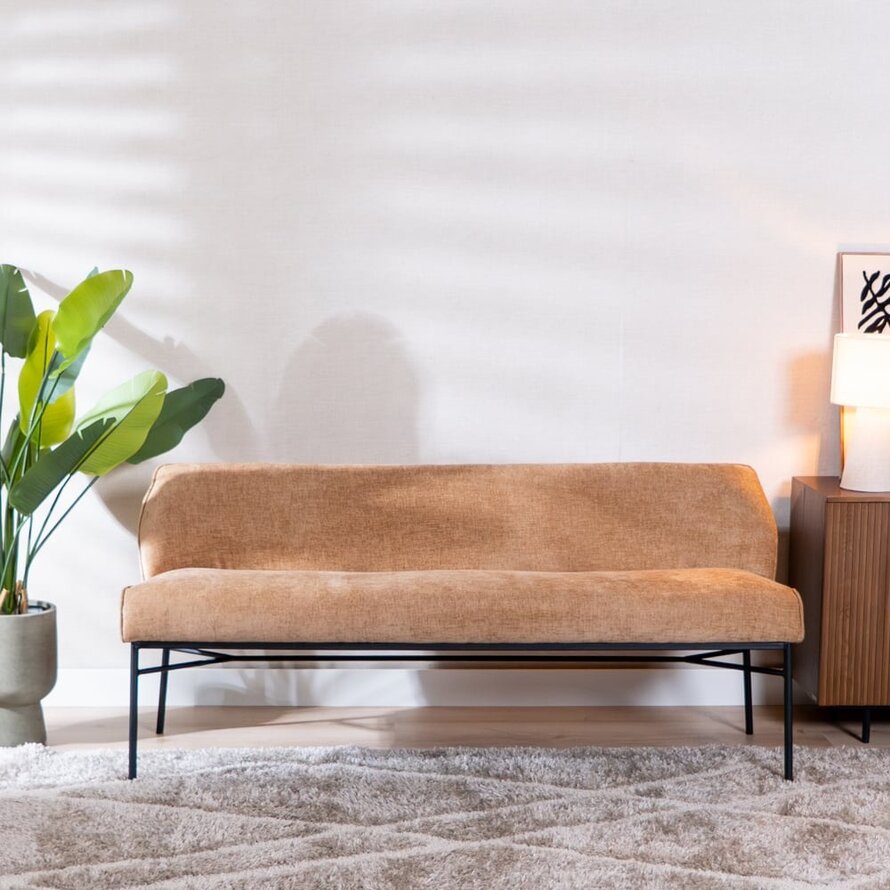 Eetkamerbank Momo chenille peach 185 cm