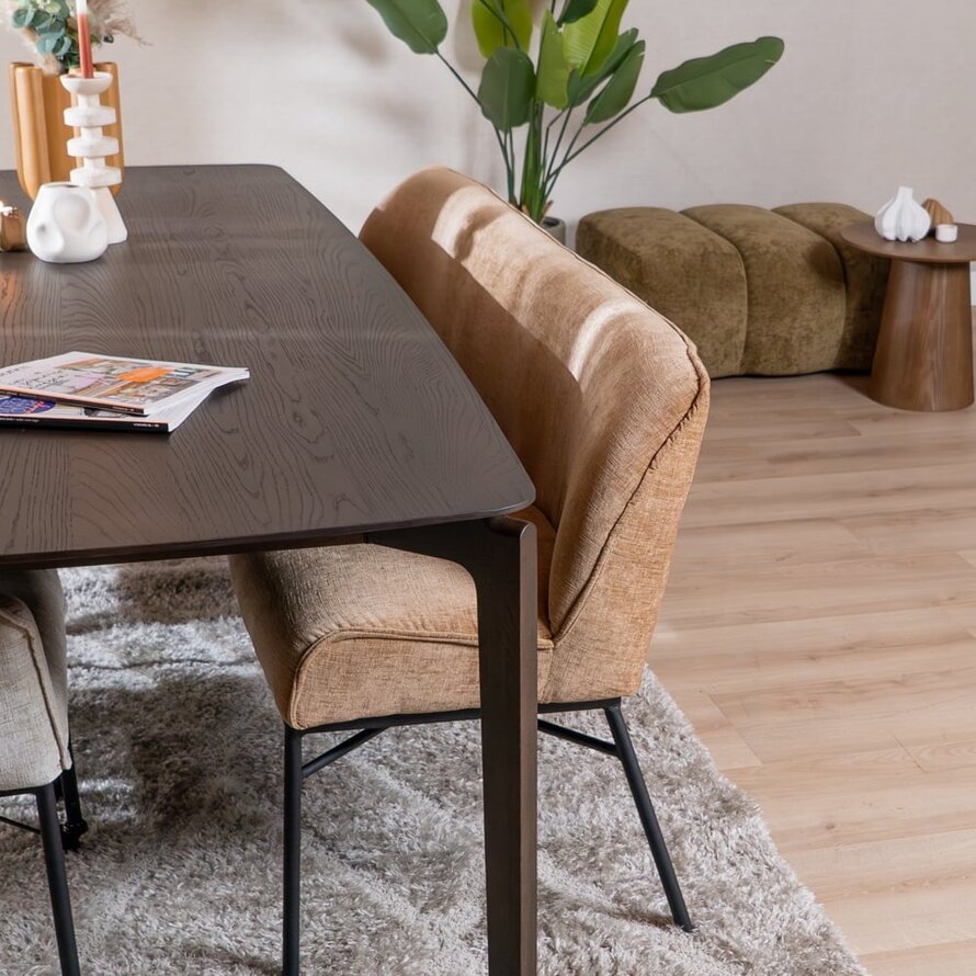 Eetkamerbank Momo chenille peach 185 cm