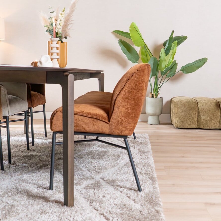 Eetkamerbank Momo chenille koper 185 cm