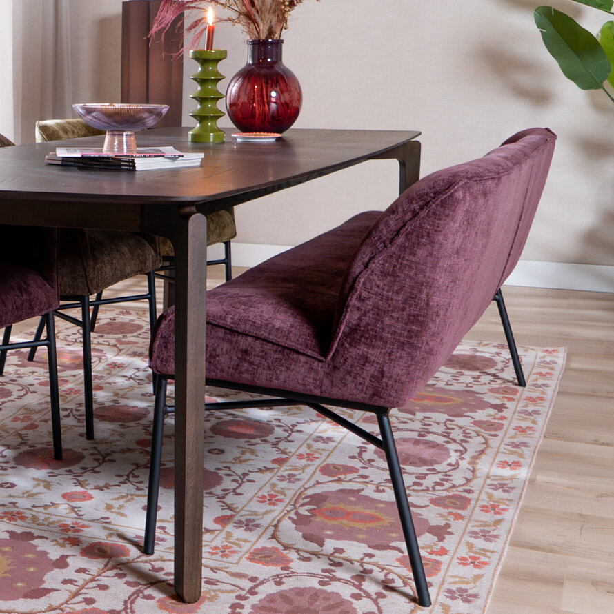 Eetkamerbank Momo chenille paars 155 cm