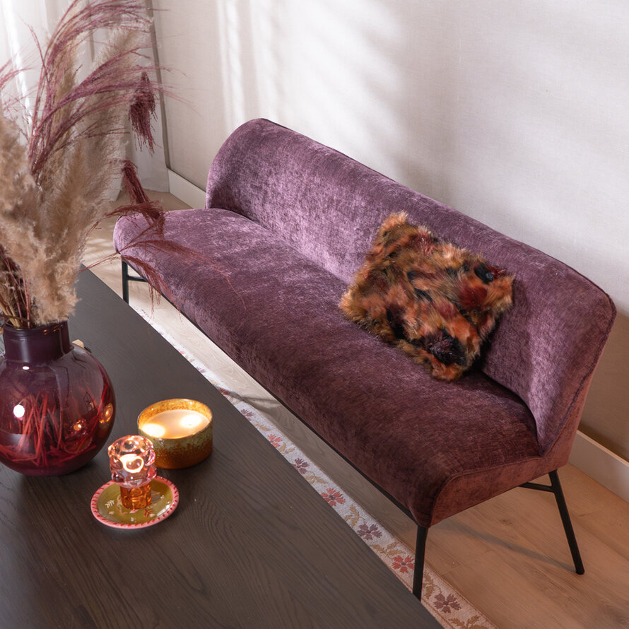 Eetkamerbank Momo chenille paars 155 cm