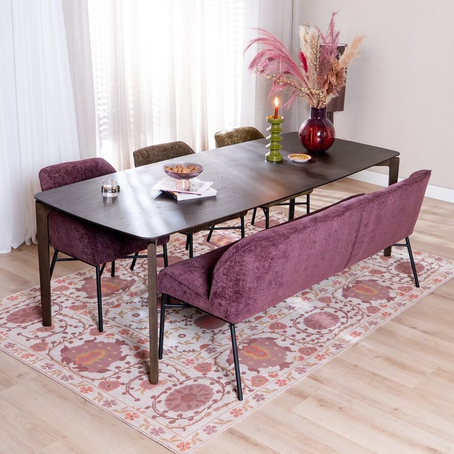 Eetkamerbank Momo chenille paars 220 cm