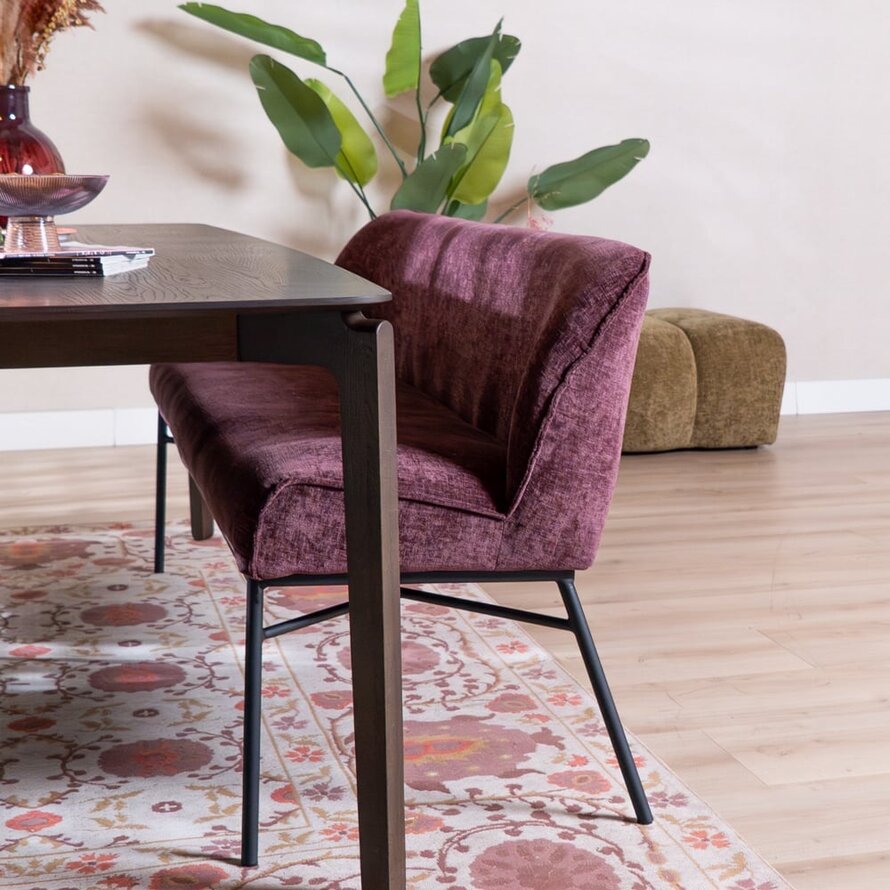 Eetkamerbank Momo chenille paars 220 cm