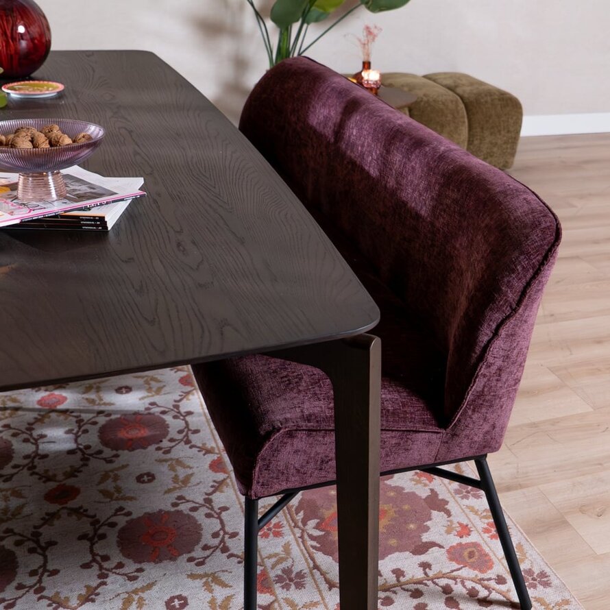 Eetkamerbank Momo chenille paars 220 cm