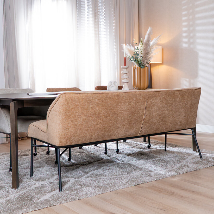 Eetkamerbank Momo chenille peach 155 cm