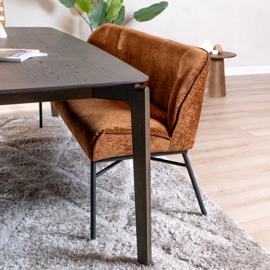 Eetkamerbank Momo chenille koper 155 cm